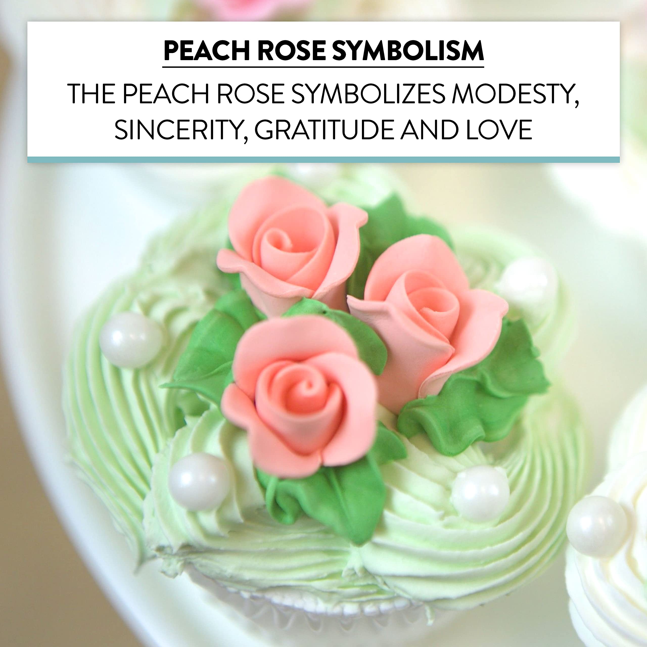 Tiny Rose Sugar Flowers, Edible Cupcake Toppers, Extra Small, by Global Sugar Art, Peach