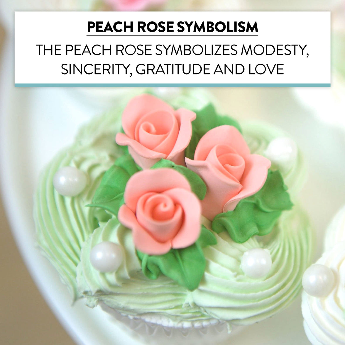 Tiny Rose Sugar Flowers, Edible Cupcake Toppers, Extra Small, by Global Sugar Art, Peach