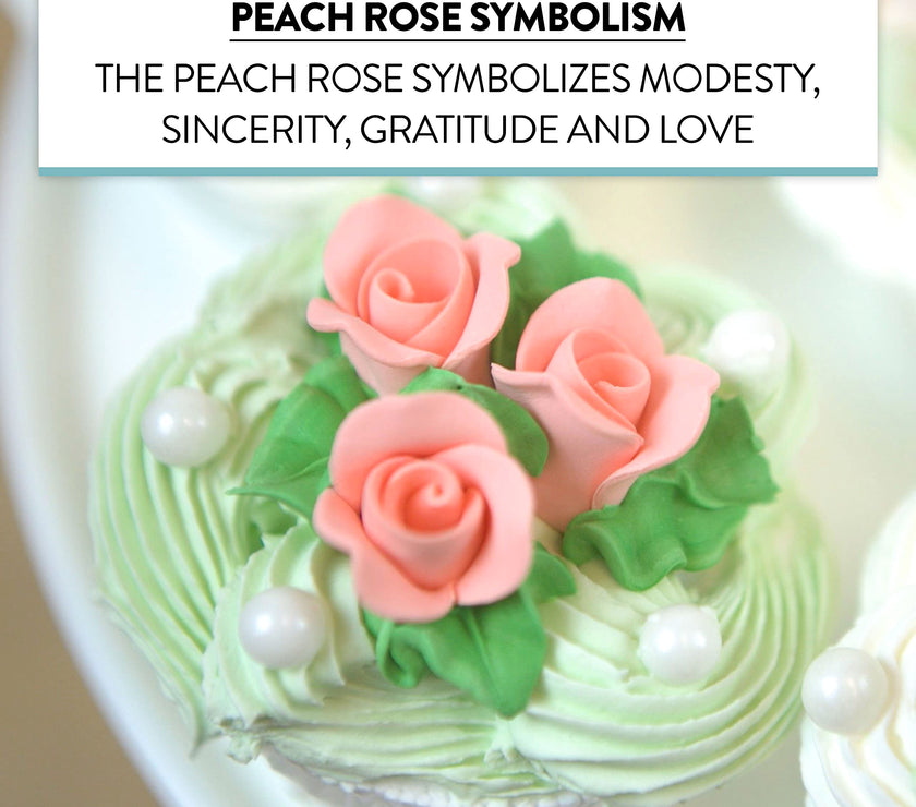 Tiny Rose Sugar Flowers, Edible Cupcake Toppers, Extra Small, by Global Sugar Art, Peach