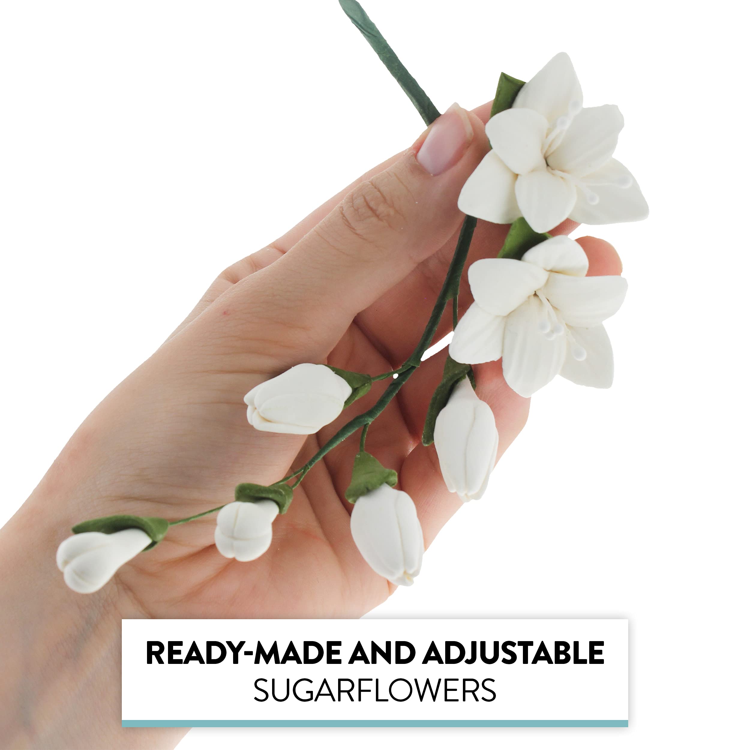 Freesia Sugar Cake Flower Filler Spray, by Global Sugar Art, White, 3 Count