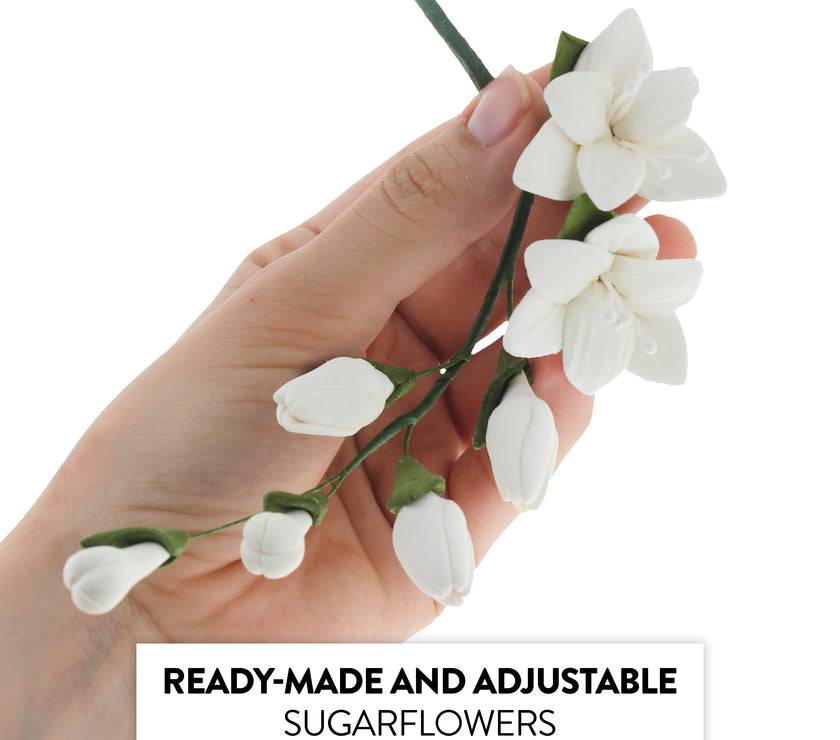 Freesia Sugar Cake Flower Filler Spray, by Global Sugar Art, White, 3 Count