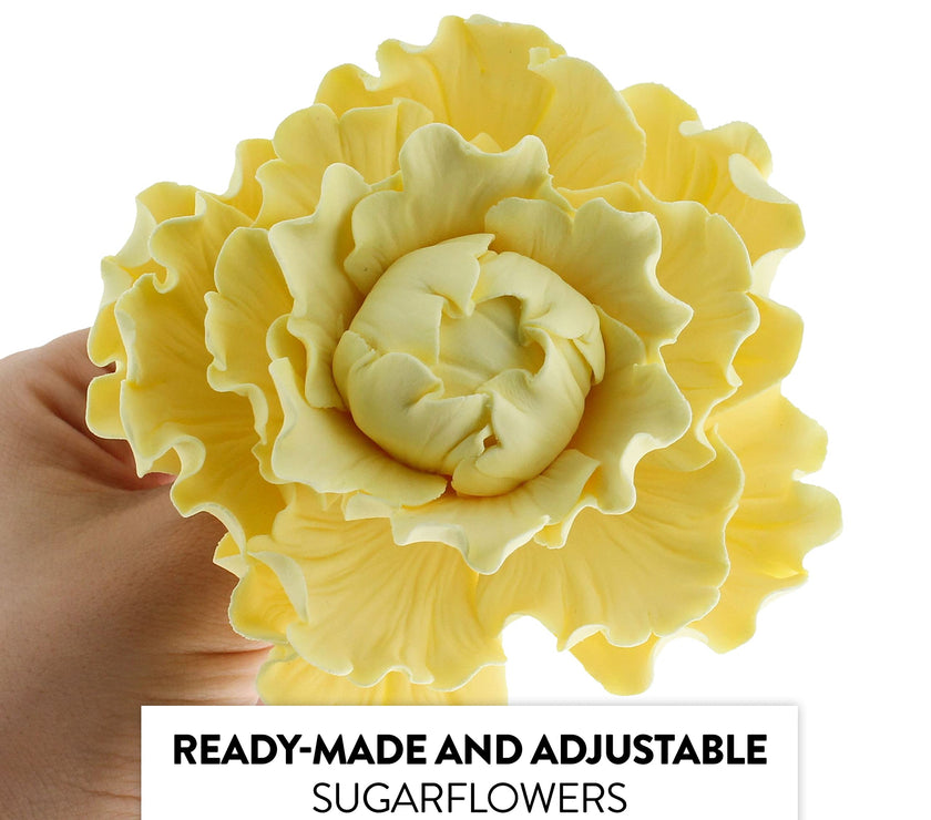 Premium Peony Sugar Flower by Global Sugar Art, Yellow