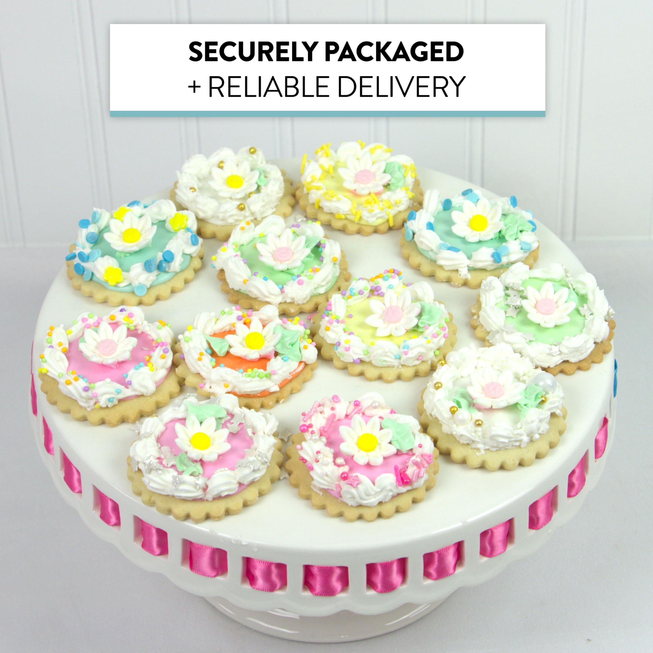 Edible Daisy Cake Decorations, White and Pink Sugar Flowers, Unwired 3/4 Inch, Daisy Cupcake Toppers, Edible Flowers Cake Decorations by Chef Alan Tetreault, Global Sugar Art