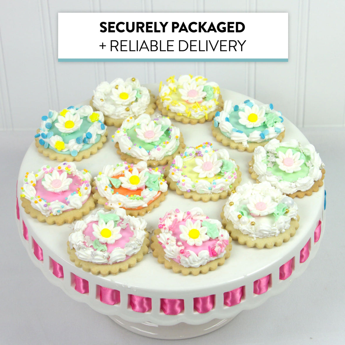 Edible Daisy Cake Decorations, White and Pink Sugar Flowers, Unwired 3/4 Inch, Daisy Cupcake Toppers, Edible Flowers Cake Decorations by Chef Alan Tetreault, Global Sugar Art