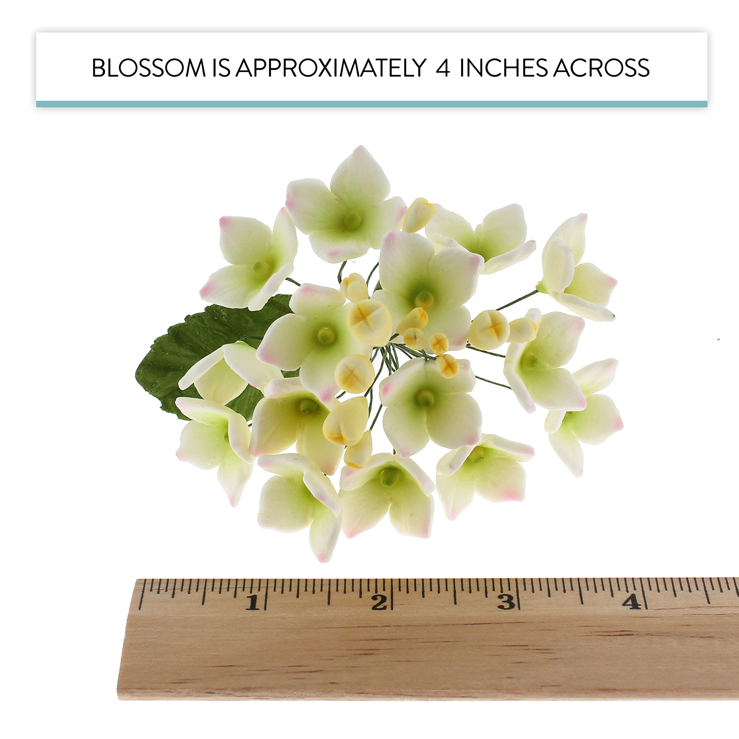 Hydrangea Blossoms Sprays, Sugar Cake Flowers by Global Sugar Art, 4 Count, Pink