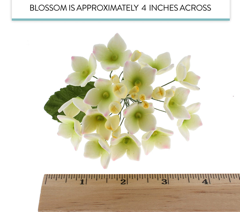 Hydrangea Blossoms Sprays, Sugar Cake Flowers by Global Sugar Art, 4 Count, Pink