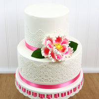 Deluxe Peony Decoration for Cakes, by Global Sugar Art, Pink with White
