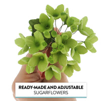 Hydrangea Blossoms Sprays, Sugar Cake Flowers by Global Sugar Art, 4 Count, Green