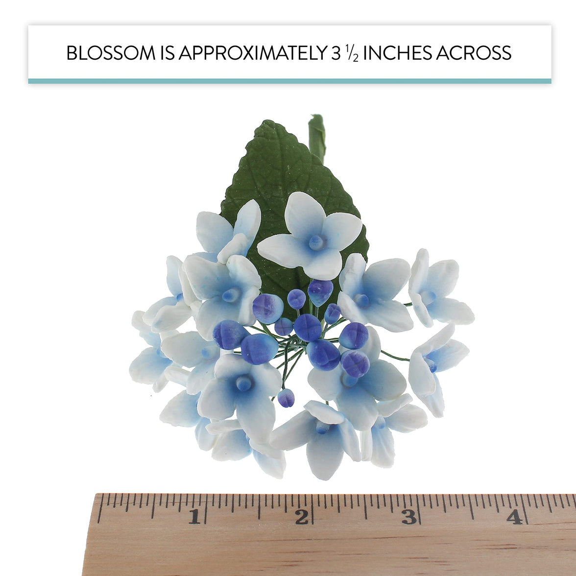 Hydrangea Blossoms Sprays, Sugar Cake Flowers by Global Sugar Art, 4 Count, Blue