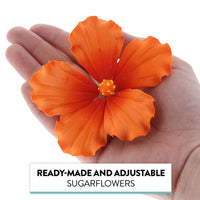 Hibiscus Sugar Cake Flowers, Orange Tropical Sugar Flowers, by Global Sugar Art
