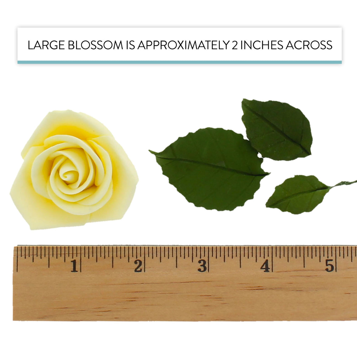 Peace Rose Sugar Flowers with Leaves, Cake Decorating Kit, by Global Sugar Art, Medium, Yellow