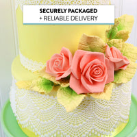 Pale Yellow and Green Rose Leaf Spray, Cake Decoration by Global Sugar Art, 3 Count