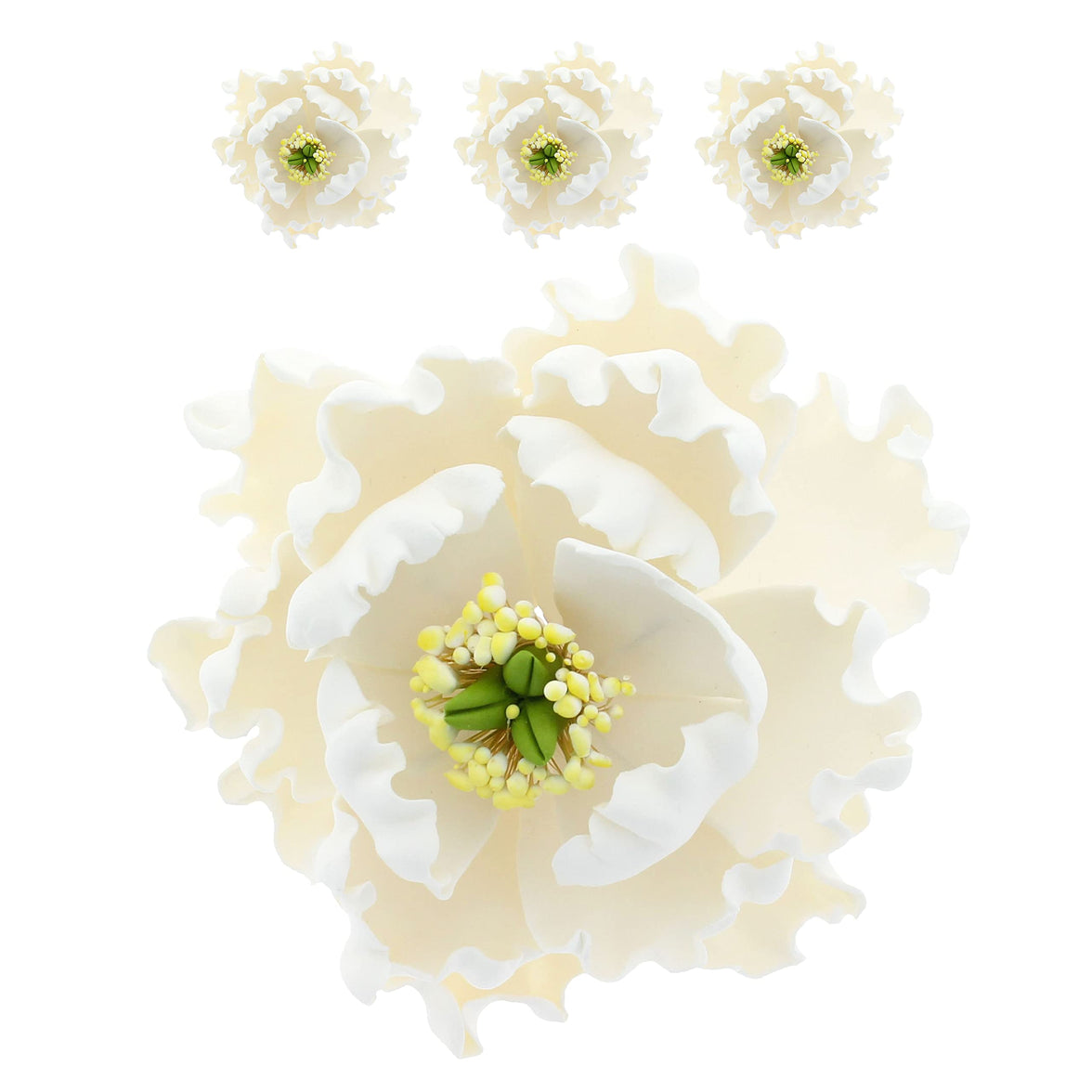 Peony Sugar Flower Decoration for Cakes, by Global Sugar Art, White Bloom