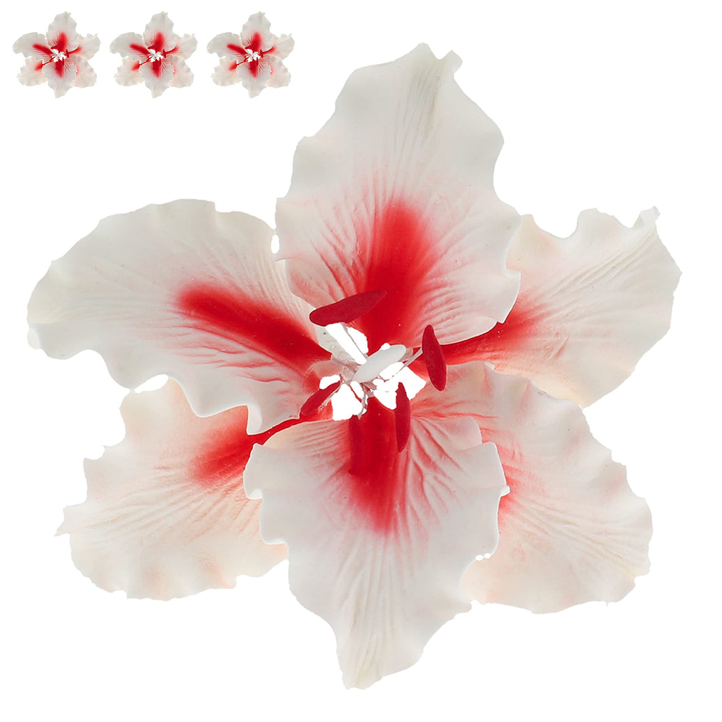 Rubrum Lily Cake Topper, Sugar Flower Lilies by Global Sugar Art, Red and White, 3 Count