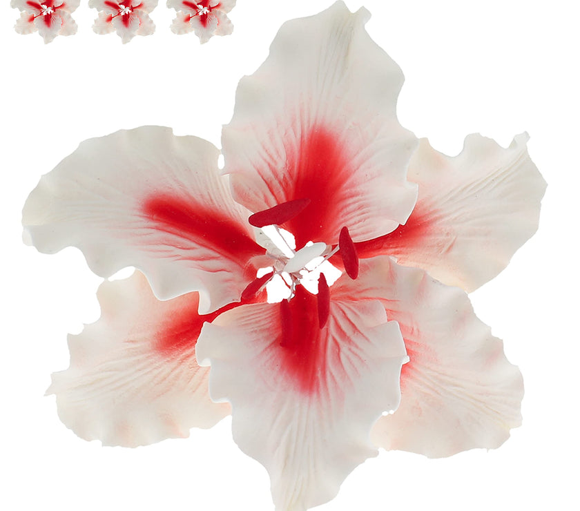 Rubrum Lily Cake Topper, Sugar Flower Lilies by Global Sugar Art, Red and White, 3 Count