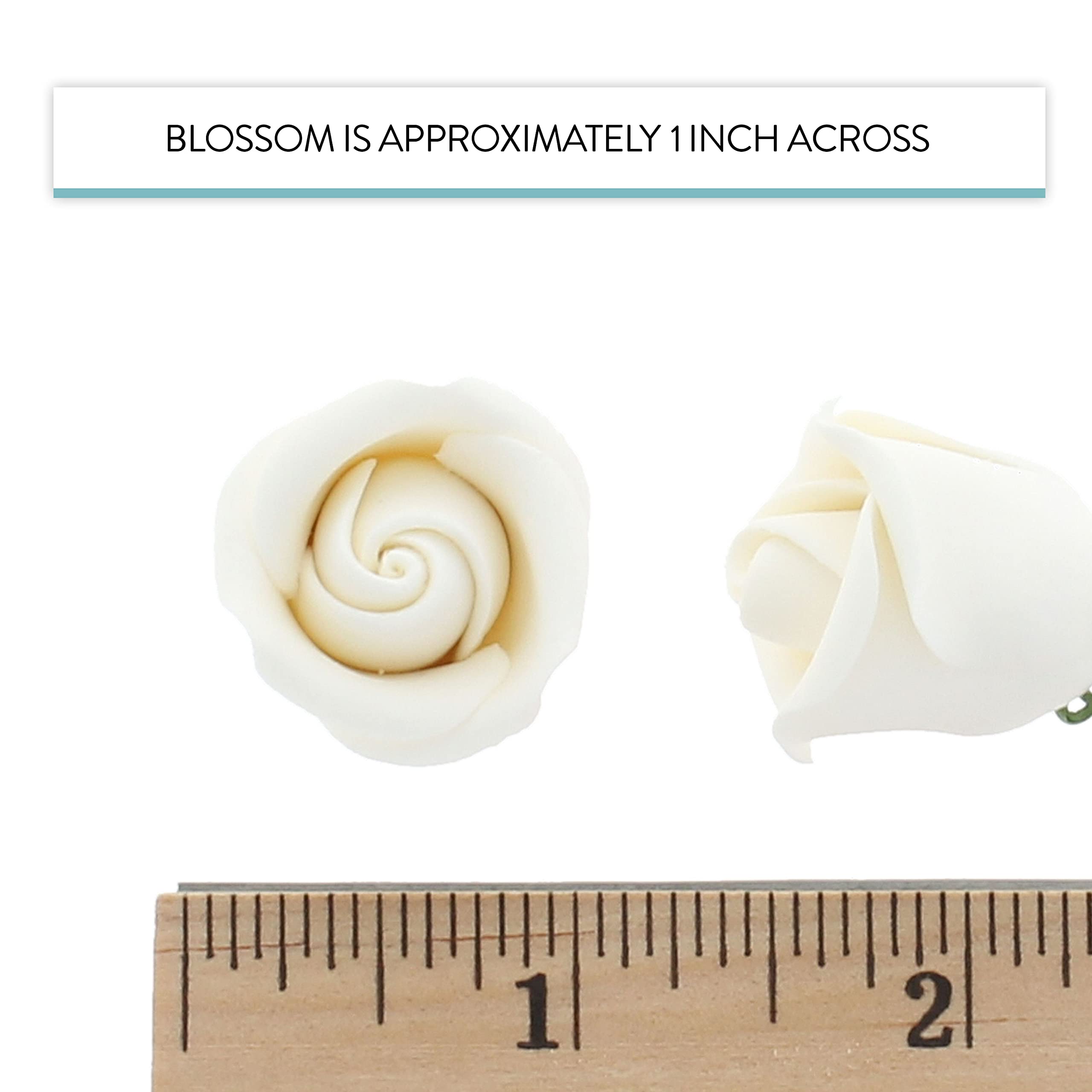 Rebecca Roses, Gum Paste Flowers for Cakes, by Global Sugar Art, White, Small