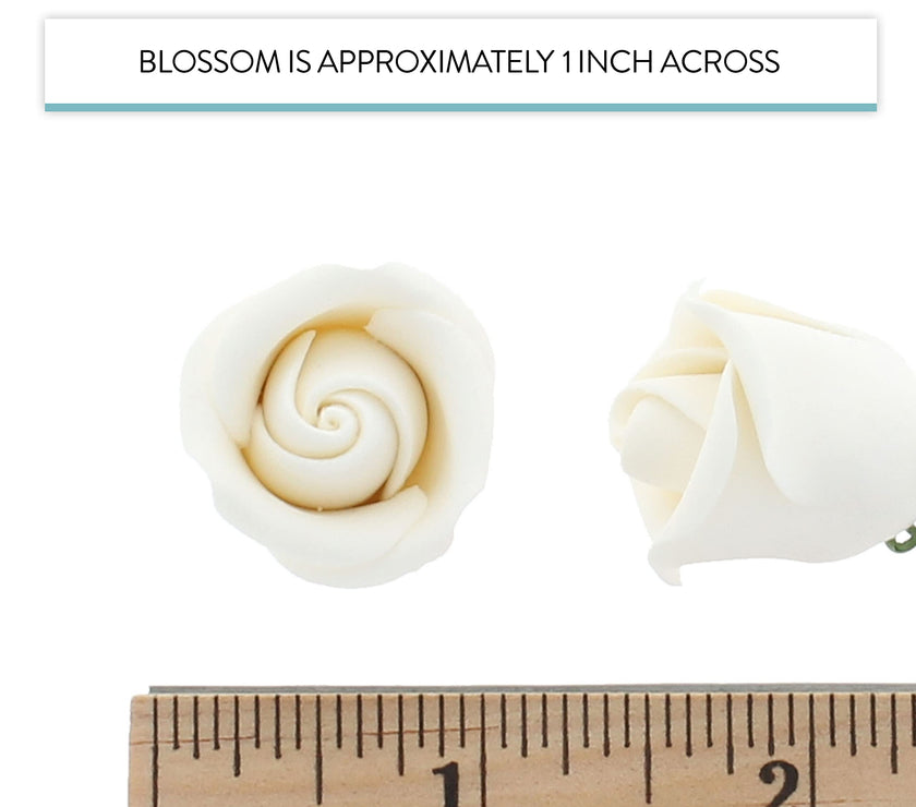 Rebecca Roses, Gum Paste Flowers for Cakes, by Global Sugar Art, White, Small