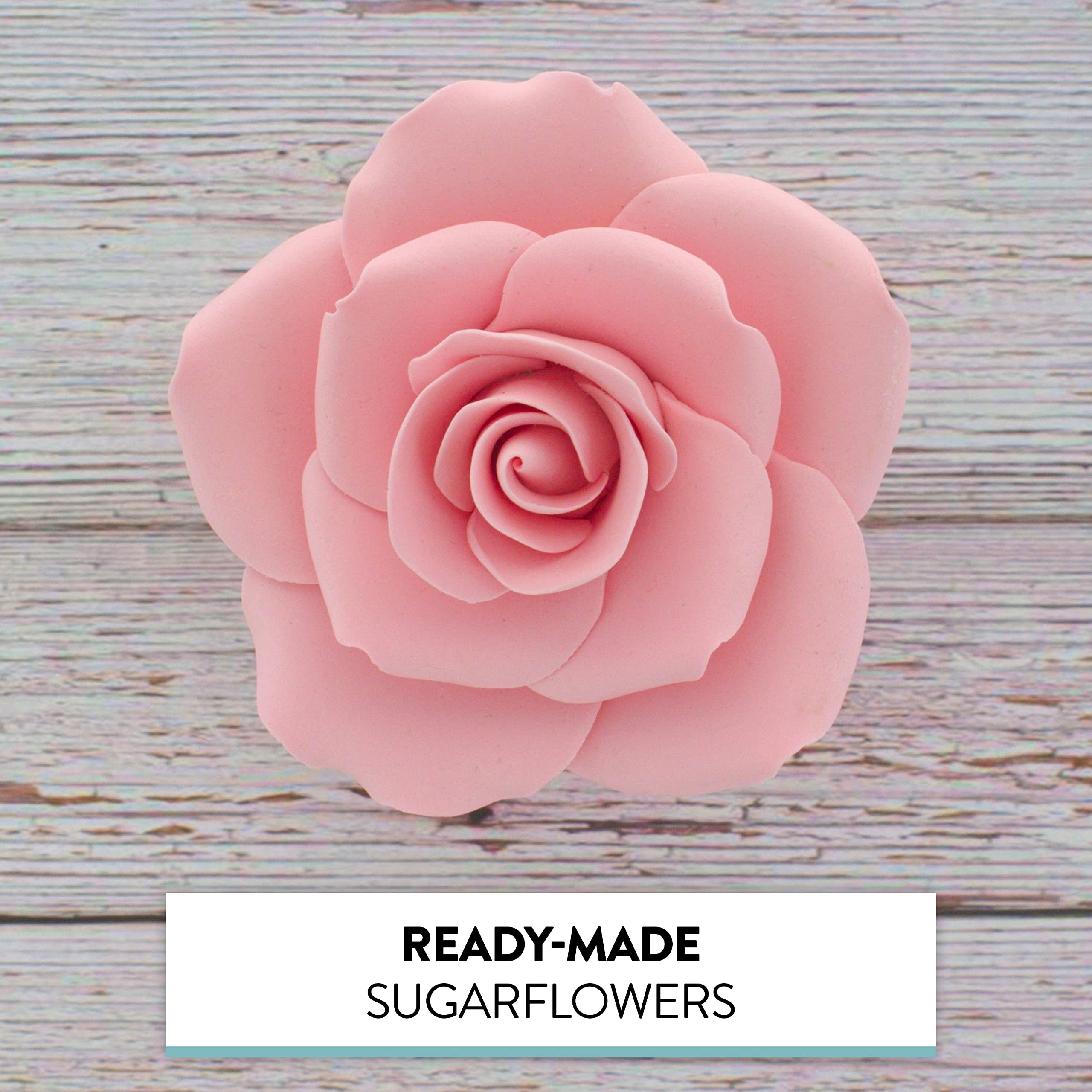 Jumbo Rose Sugar Cake Flowers by Global Sugar Art, Pink