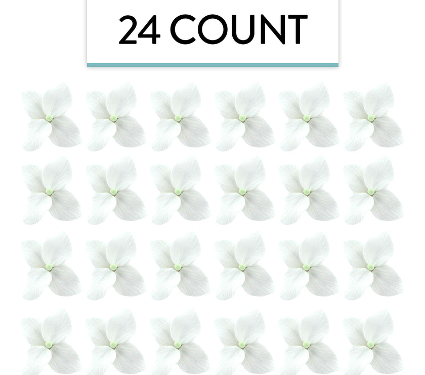 Hydrangea Blossoms, Flat Sugar Flowers by Global Sugar Art, 24 Count White