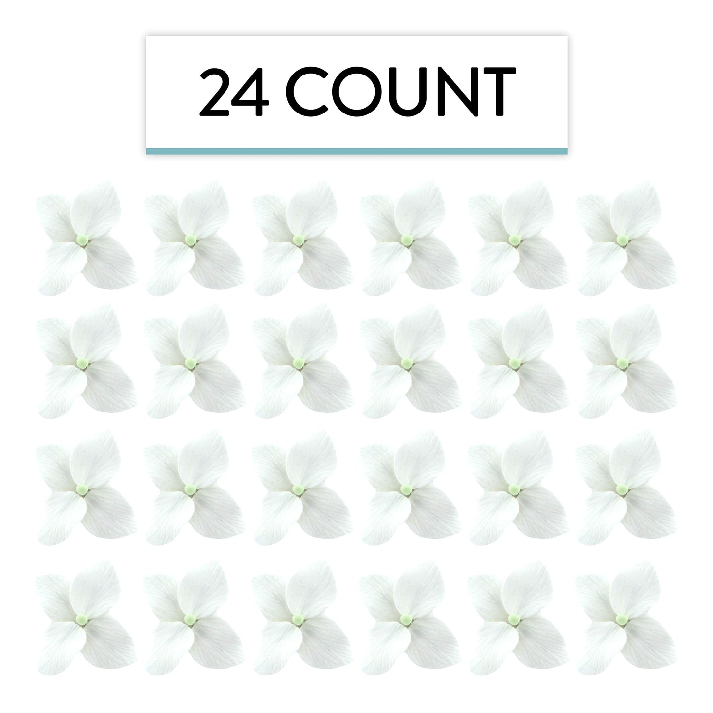 White Hydrangea Flowers, Medium (1.5-inch), 24 Count