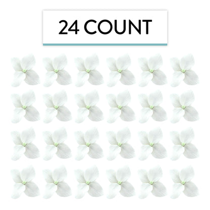 White Hydrangea Flowers, Medium (1.5-inch), 24 Count