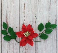 Poinsettia Sugar Flower & Holly Leaf Spray Kit for Cakes, by Global Sugar Art, Large without Berries