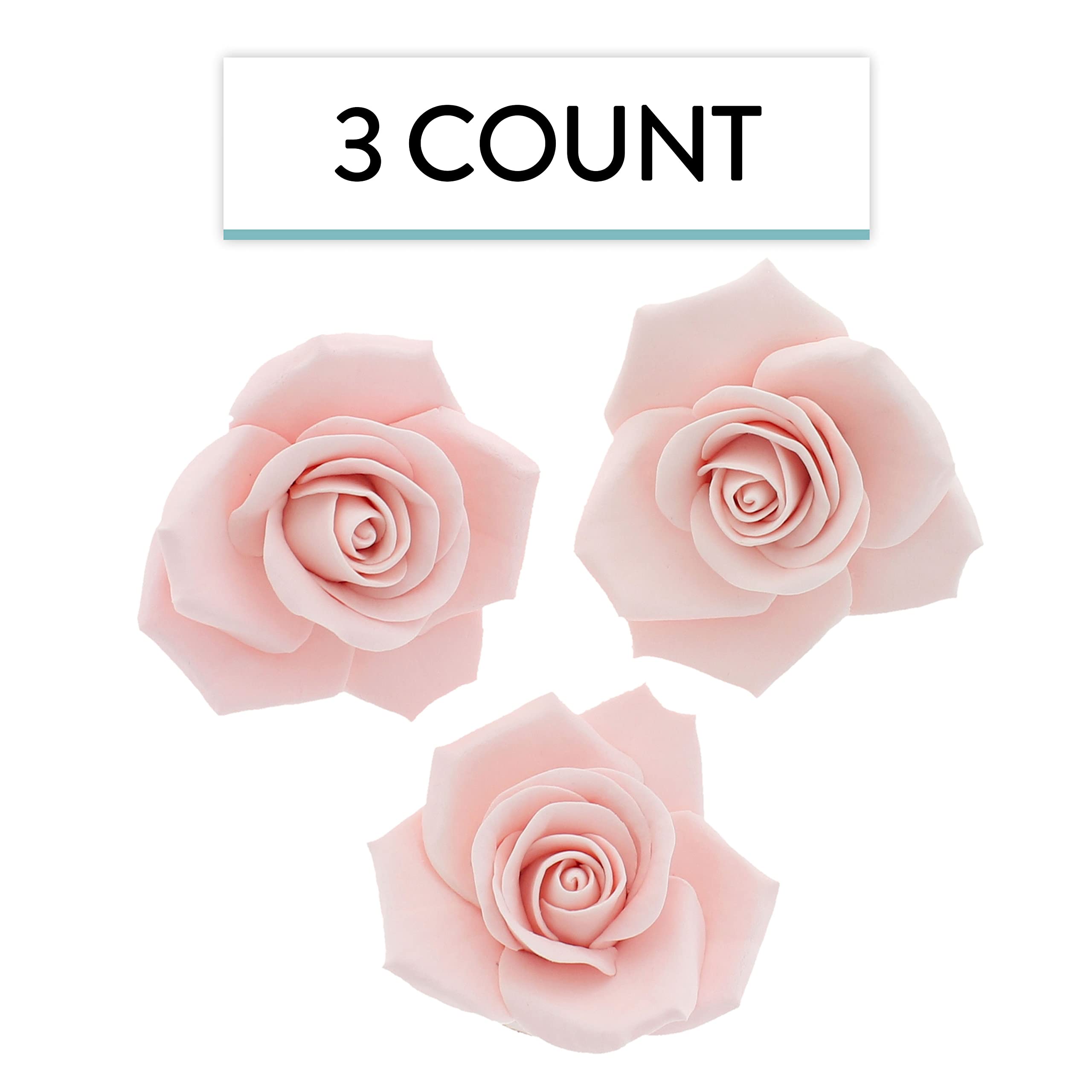 Peace Rose Sugar Flowers for Cake Decorating, by Global Sugar Art, Large, Pink