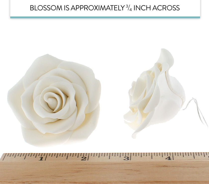 Shrub Rose Sugar Flowers for Cakes, by Global Sugar Art, Large, White