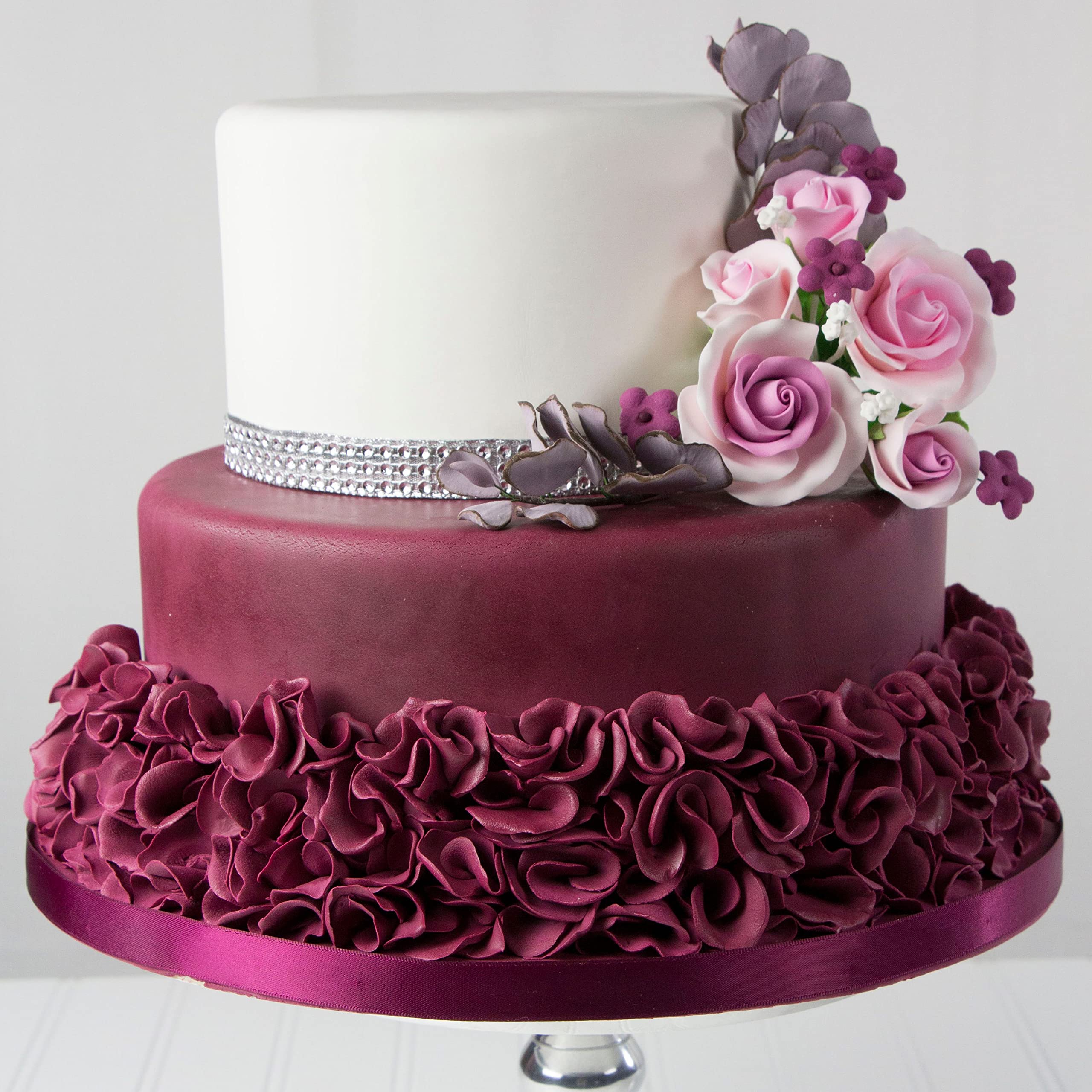 Eucalyptus Sugar Flowers for Cake Decorating, by Global Sugar Art, 5 Count, Mauve