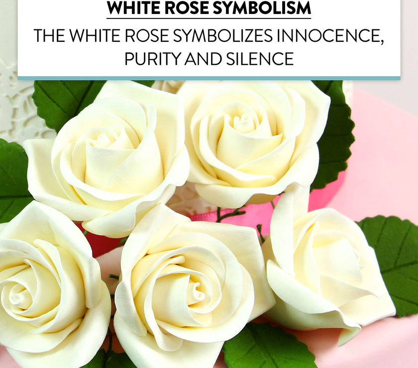 Peace Rose Sugar Flowers for Cake Decorating, by Global Sugar Art, Medium, White
