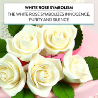 Peace Rose Sugar Flowers for Cake Decorating, by Global Sugar Art, Medium, White