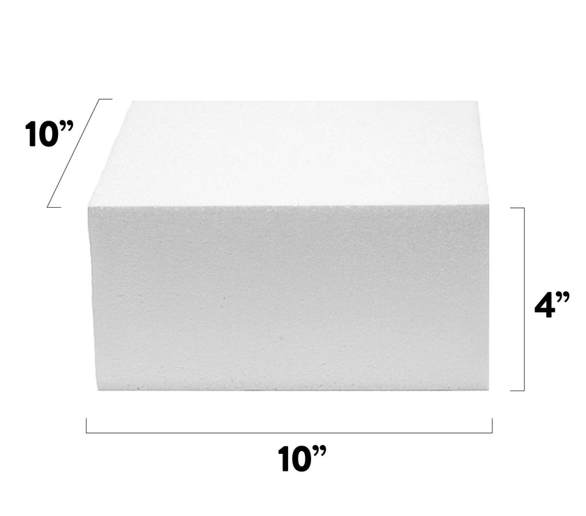 10x10 Inch Square Cake Dummy – Styrofoam Fake Cake for Decorating, Display & Practice, by Global Sugar Art