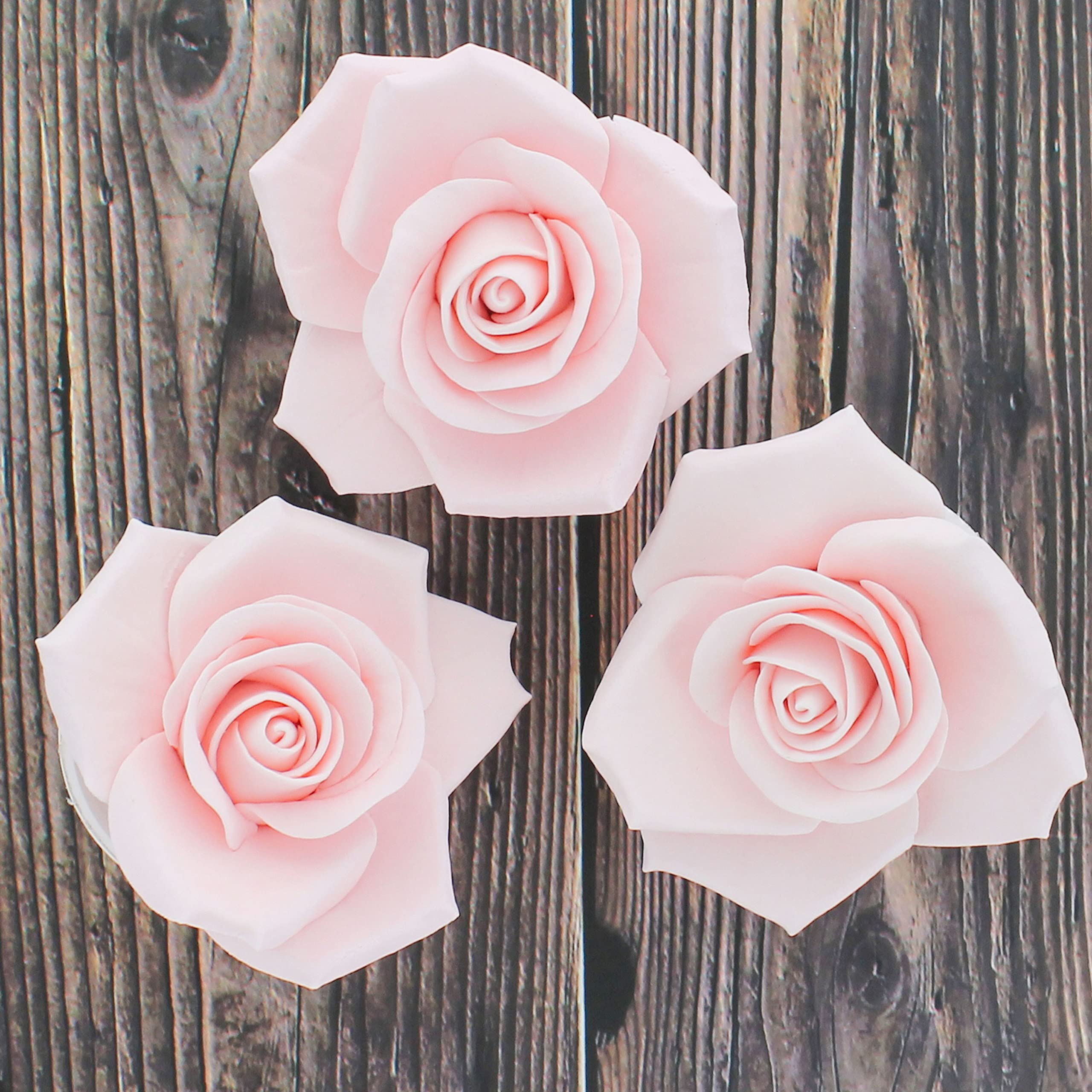 Peace Rose Sugar Flowers for Cake Decorating, by Global Sugar Art, Large, Pink