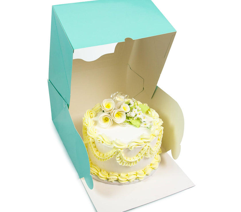 Global Sugar Art Auto-Popup Extra Deep Square Cake Box with Window, 12 x 12 x 6 Inches