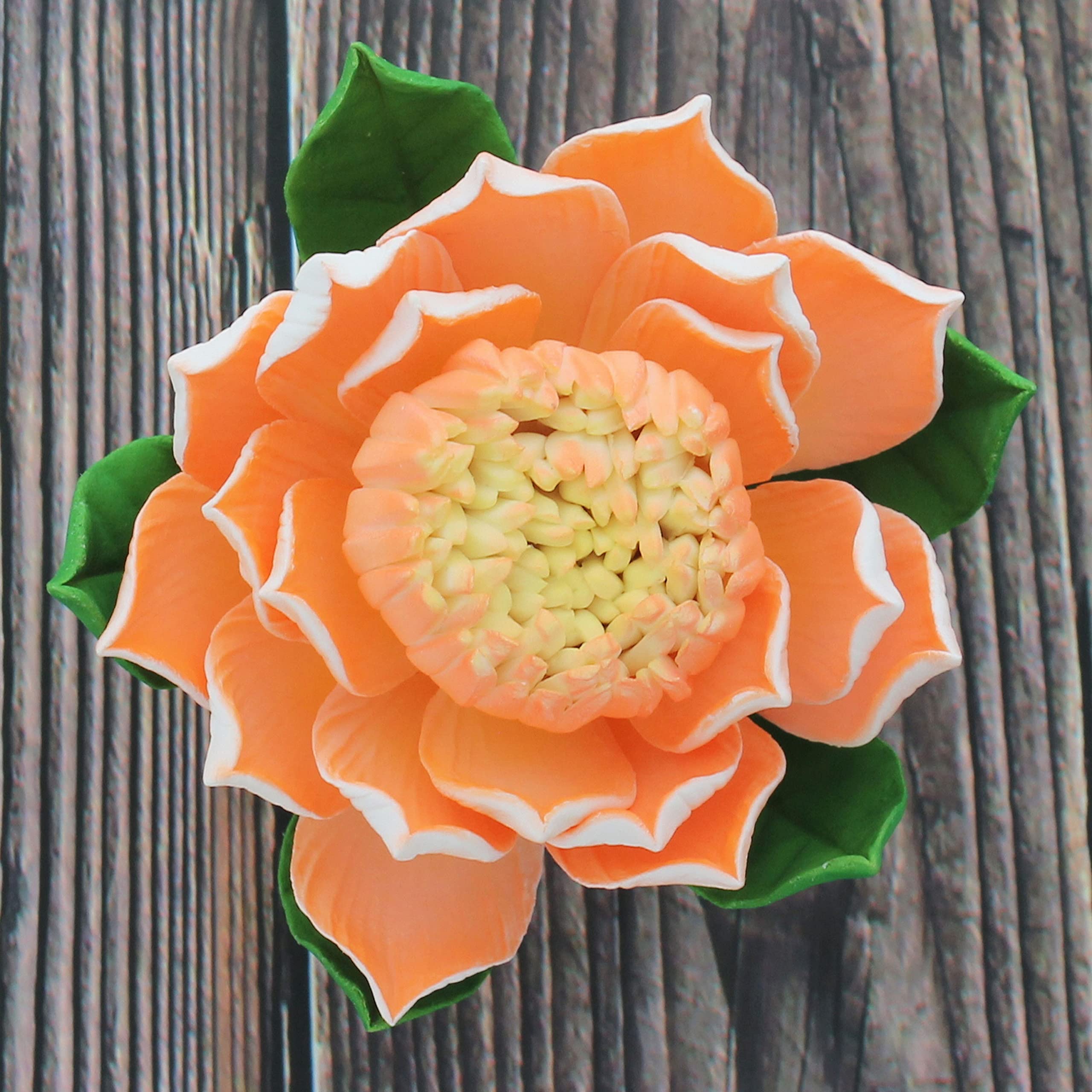 Protea Sugar Cake Flowers by Global Sugar Art, Large Tangerine, 1 Count