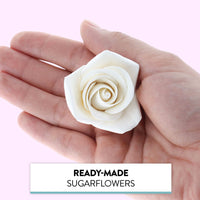 Peace Rose Sugar Flowers for Cake Decorating, by Global Sugar Art, Medium, White