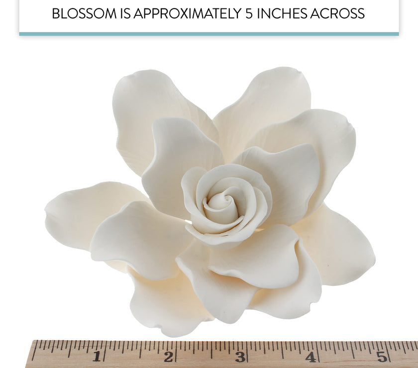 Gardenia Sugar Cake Flowers, White, 8 Count by Global Sugar Art