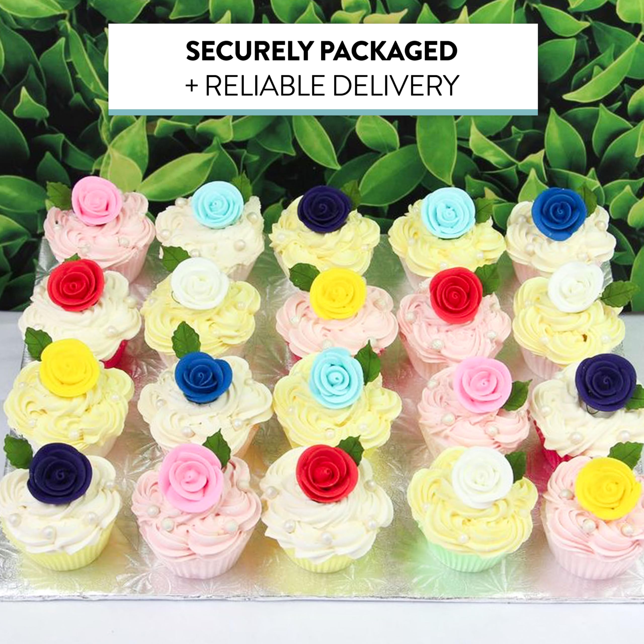 Premium Edible Roses for Cakes and Cupcakes, Sweet Royal Icing Roses, by Global Sugar Art, Yellow