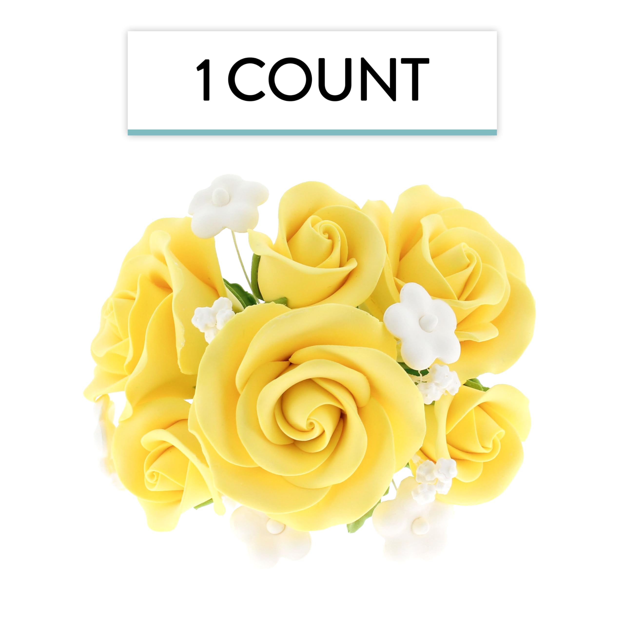 Rose Bouquet Cake Decoration, Elegant Garden Rose Cake Topper, by Global Sugar Art, Yellow