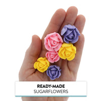Edible Royal Icing Roses, Two Dozen Roses for Cupcake Decorating, by Global Sugar Art, Pink, Lavender, & Yellow Rose Set