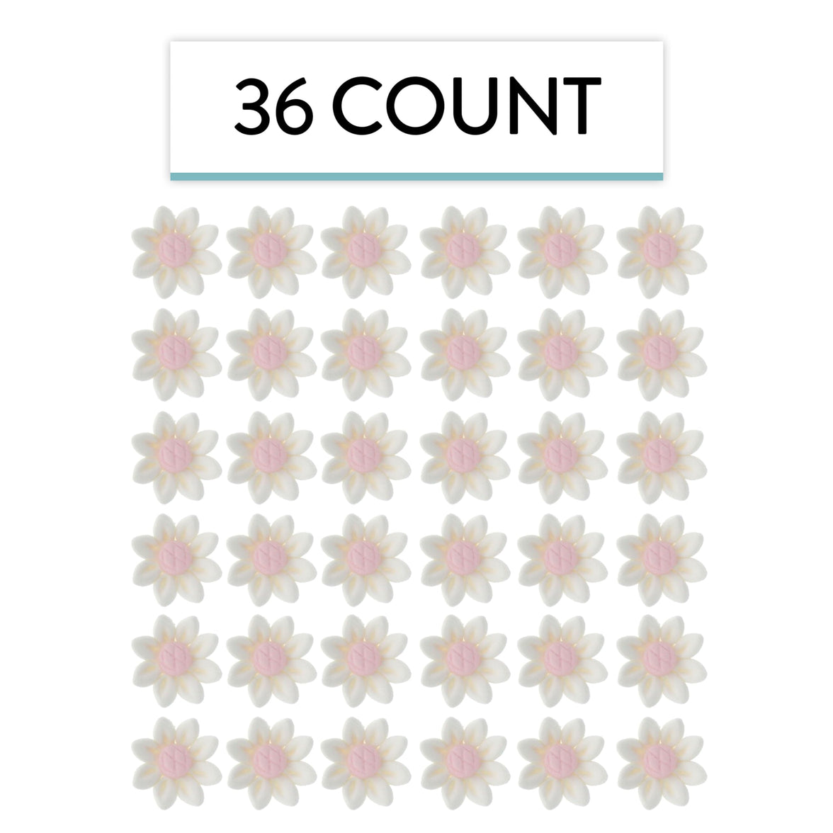 Edible Daisy Cake Decorations, White and Pink Sugar Flowers, Unwired 3/4 Inch, Daisy Cupcake Toppers, Edible Flowers Cake Decorations by Chef Alan Tetreault, Global Sugar Art