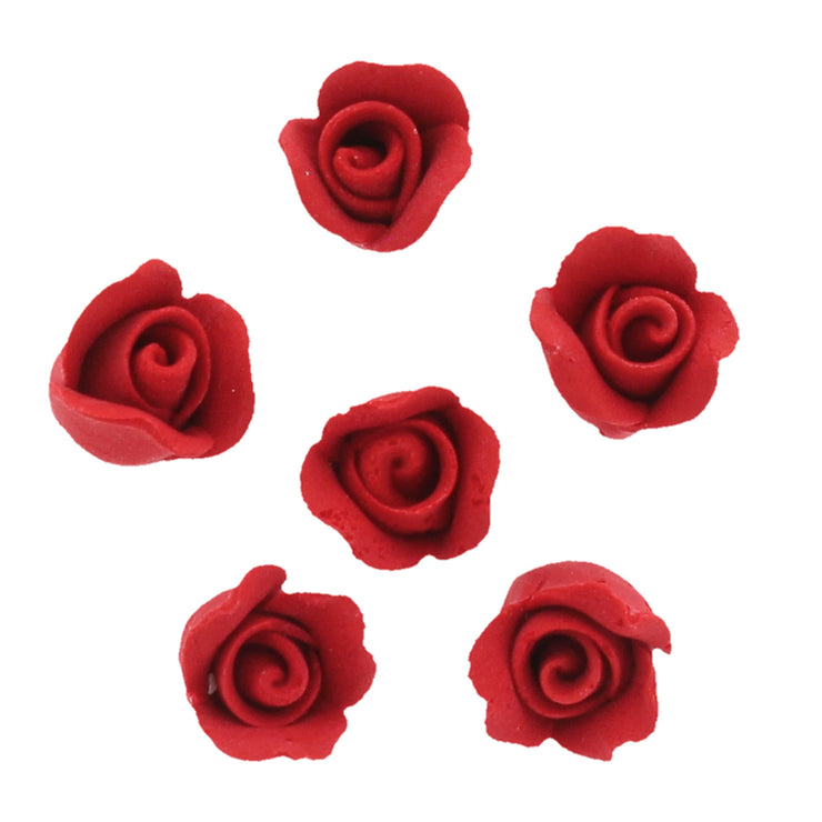 Tiny Rose Sugar Flowers, Edible Cupcake Toppers, Extra Small, by Global Sugar Art, Red