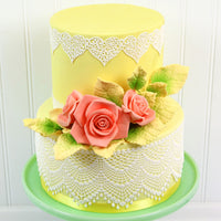 Pale Yellow and Green Rose Leaf Spray, Cake Decoration by Global Sugar Art, 3 Count