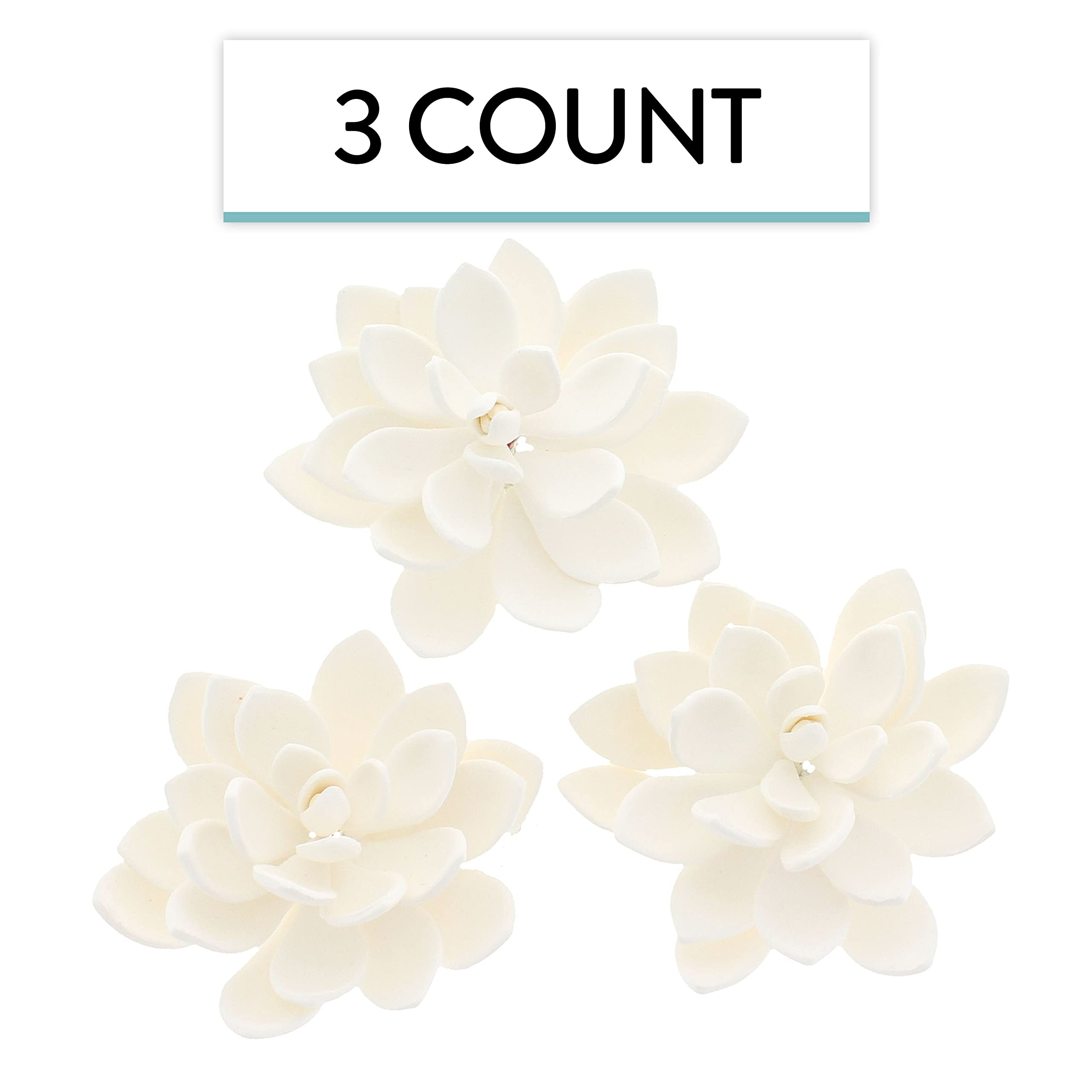 Global Sugar Art Succulent Opalina Sugar Cake Flowers White with Wire, 3 Count by Chef Alan Tetreault