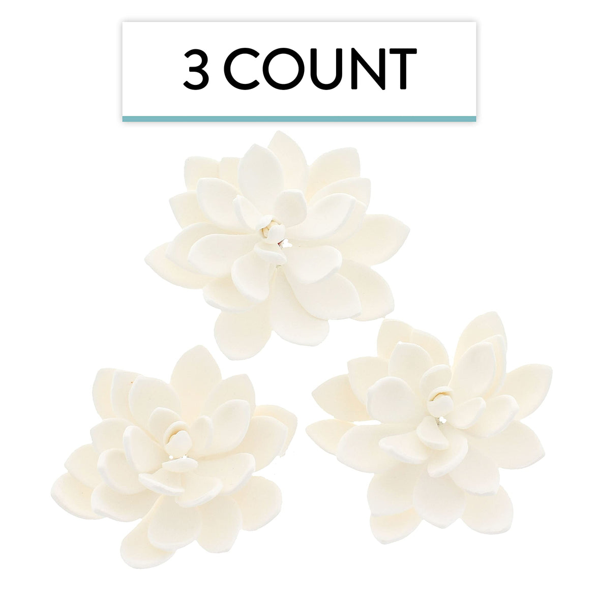 Global Sugar Art Succulent Opalina Sugar Cake Flowers White with Wire, 3 Count by Chef Alan Tetreault