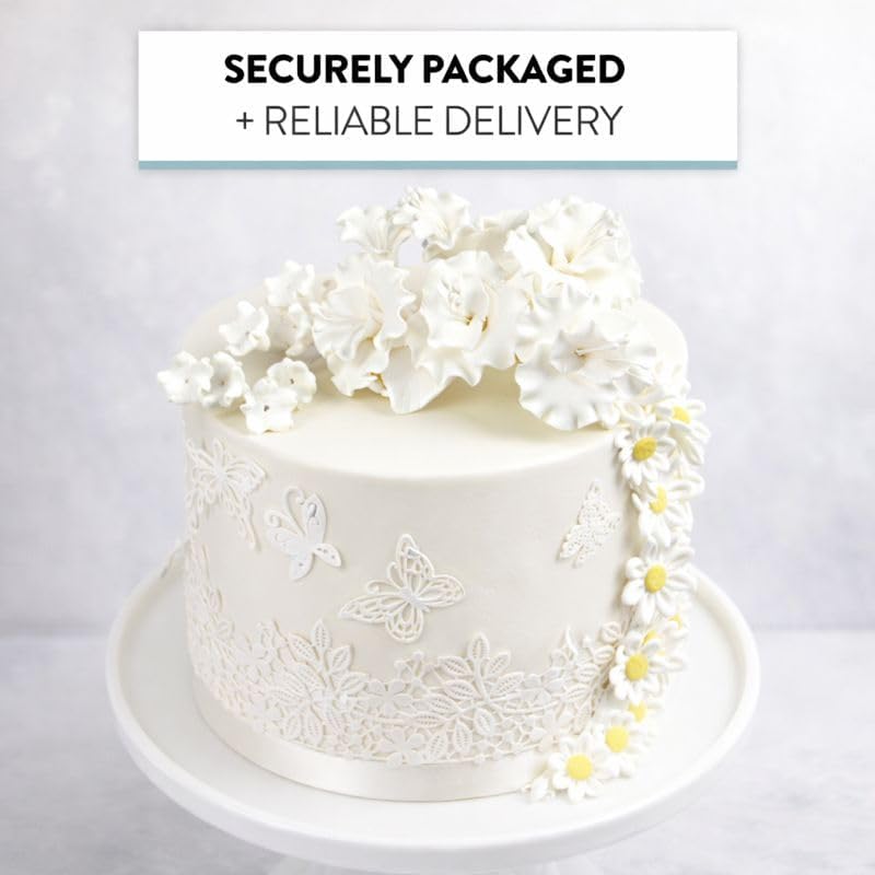 Flower Blossom Spray, Gum Paste Sugar Flowers for Cake Decorating, White Cherry Blossoms with Leaves