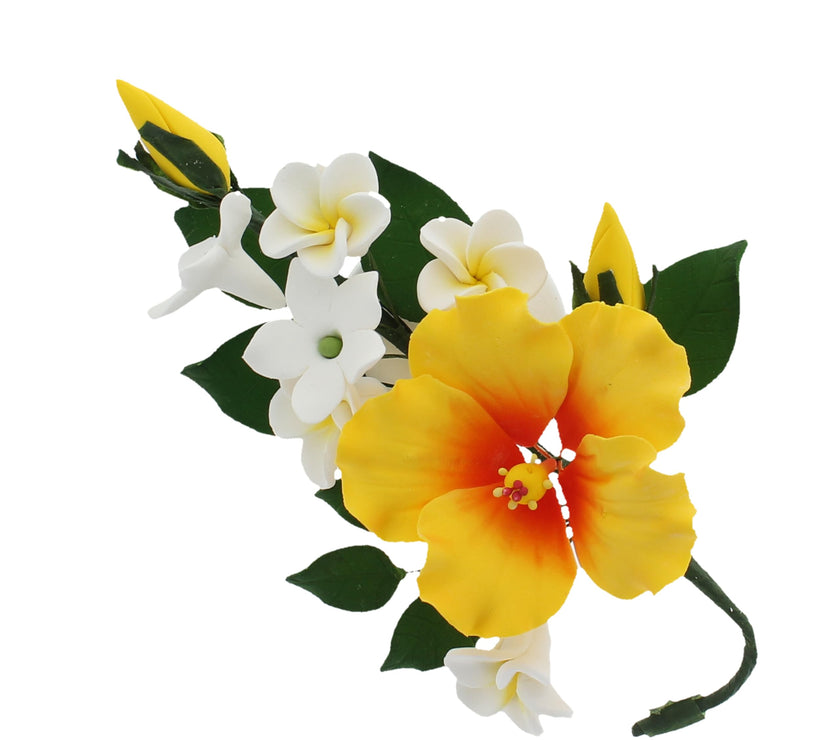 Premium Hibiscus Sugar Flower Sprays by Global Sugar Art, Yellow