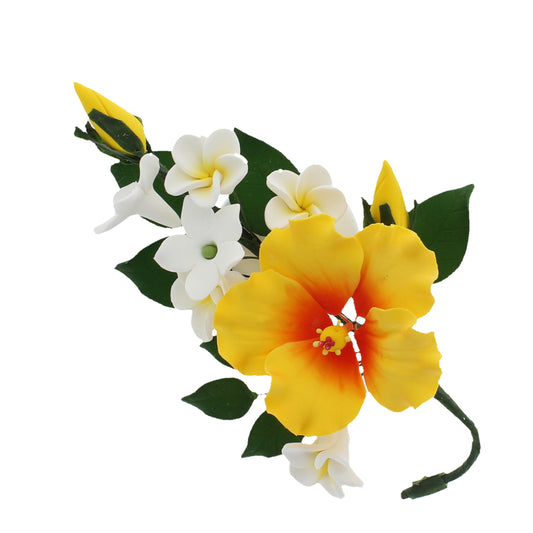 Yellow Tropical Hibiscus Plumeria Spray
