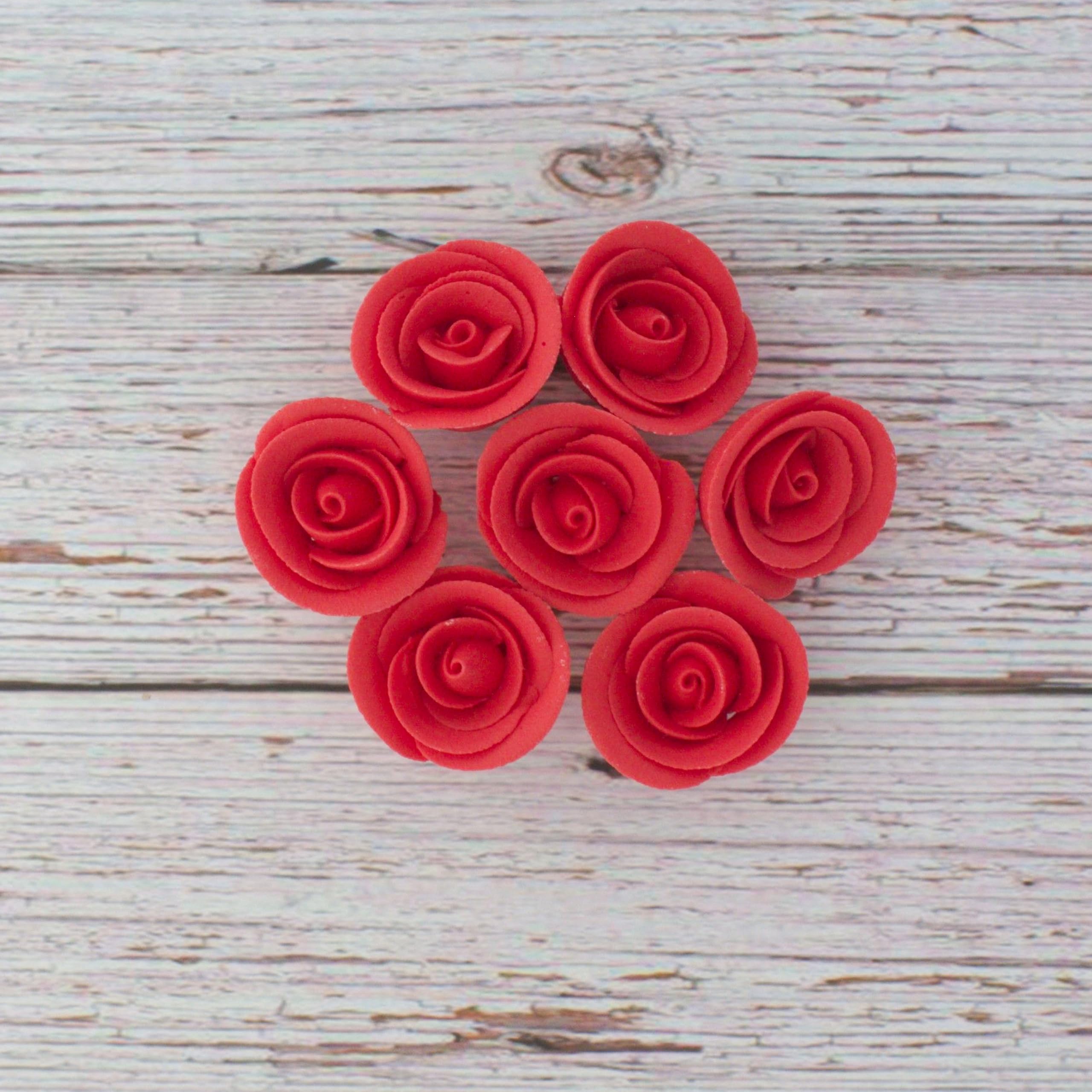 Premium Edible Roses for Cakes and Cupcakes, Sweet Royal Icing Roses, by Global Sugar Art, Red
