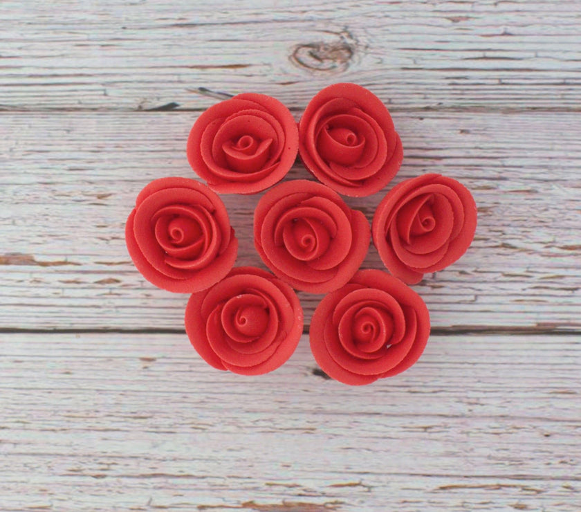 Premium Edible Roses for Cakes and Cupcakes, Sweet Royal Icing Roses, by Global Sugar Art, Red